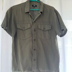7 For All Mankind S/S olive green button-down - size small.